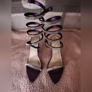 Charlotte Russe Purple and Silver Spiral Strap Heels